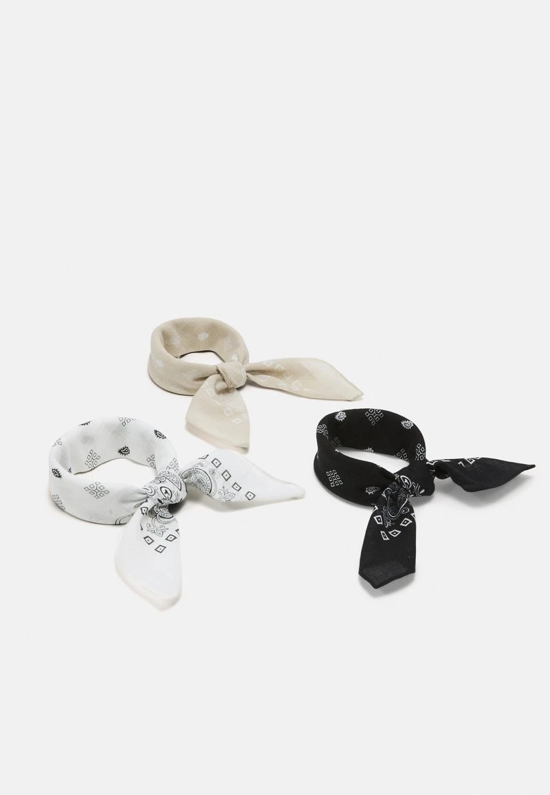 Pier One BANDANA UNISEX 3 PACK - Tuch - Black/white/beige 1 Pier One BANDANA UNISEX 3 PACK - Tuch - Black/white/beige