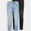 Pier One 2 PACK - Jeans Skinny Fit - Light Blue/black
