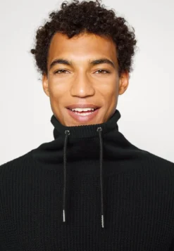 Pier One STRUCTURE BLOCK HIGH COLLAR - Strickjacke - Black -Pier One 8ae538afff544777a63a44071114fc02