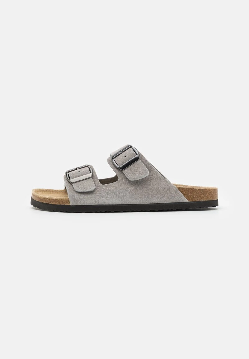 Pier One LEATHER UNISEX - Pantolette Flach - Grey 1 Pier One LEATHER UNISEX - Pantolette Flach - Grey