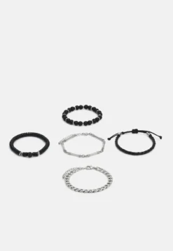 Pier One 5 PACK - Armband - Silver-coloured, Black